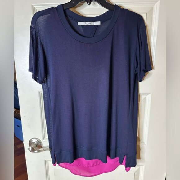 Gibson Navy and Pink layered Short Sleeve Tee. Women’s XS - Picture 1 of 4